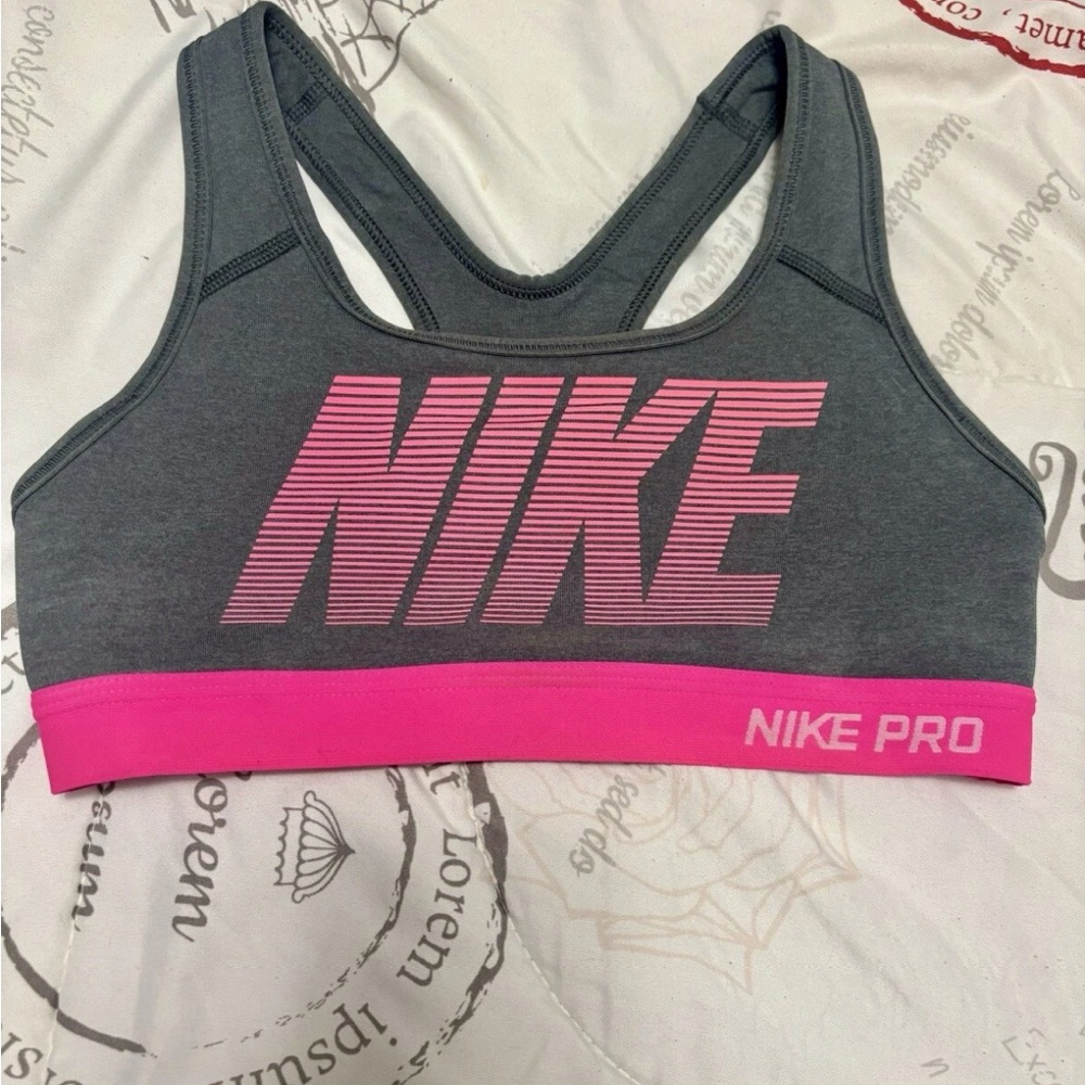 Nike Pro Gray and Pink Athletic Bra